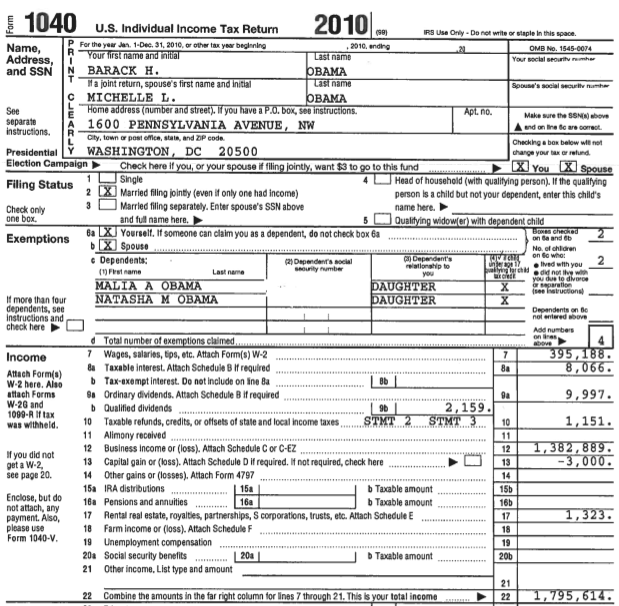 This Is What the President's Tax Return Looks Like - The Atlantic